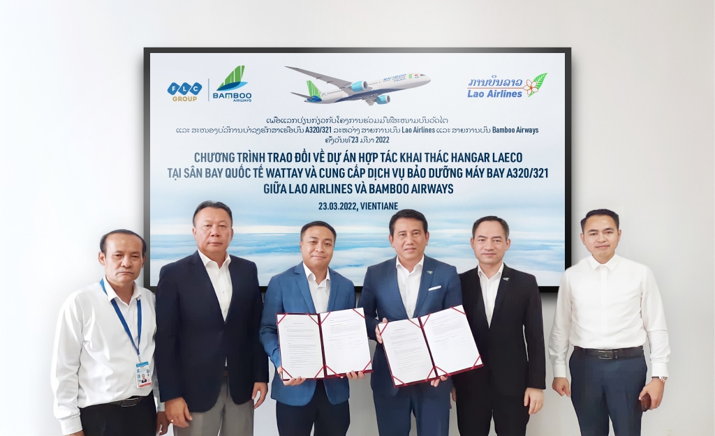 Bamboo Airways hợp tác khai thác hangar và bảo dưỡng máy bay với Lao Airlines Bamboo Airways hợp tác khai thác hangar và bảo dưỡng máy bay với Lao Airlines