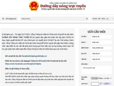 ĐƯỜNG DÂY NÓNG TRỰC TUYẾN hỗ trợ người dân gặp khó bởi đại dịch Covid-19