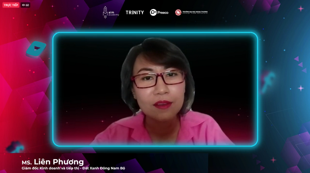 Bà Liên Phương - Giám đốc Kinh doanh và Tiếp thị - Đất Xanh Đông Nam Bộ góp mặt tại buổi hội thảo Bà Liên Phương - Giám đốc Kinh doanh và Tiếp thị - Đất Xanh Đông Nam Bộ góp mặt tại buổi hội thảo