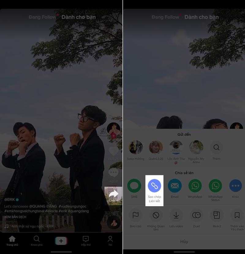 Sao chép liên kết video muốn tải về