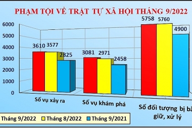 Tháng 9/2022, tăng 186 vụ phạm tội về trật tự quản lý kinh tế
