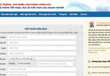 Chính phủ lập website nhận phản ảnh của doanh nghiệp