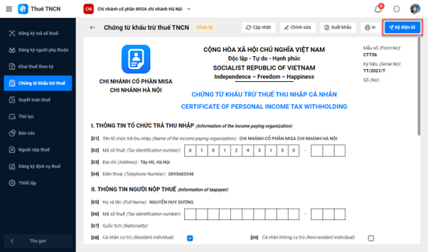 MISA tiên phong ra mắt phần mềm đáp ứng chứng từ khấu trừ thuế TNCN điện tử MISA tiên phong ra mắt phần mềm đáp ứng chứng từ khấu trừ thuế TNCN điện tử