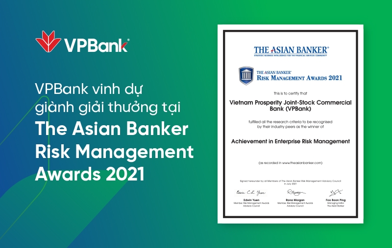 VPBank lần thứ 2 nhận giải thưởng quản trị rủi ro cấp châu lục