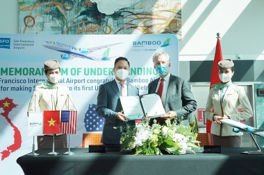 Bamboo Airways đón chuyến bay thẳng không dừng đầu tiên kết nối Việt – Mỹ tại sân bay San Francisco