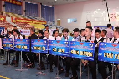 Sôi động không khí tranh tài Giải Billiards Carom 3 băng quốc tế Bình Dương lần thứ X
