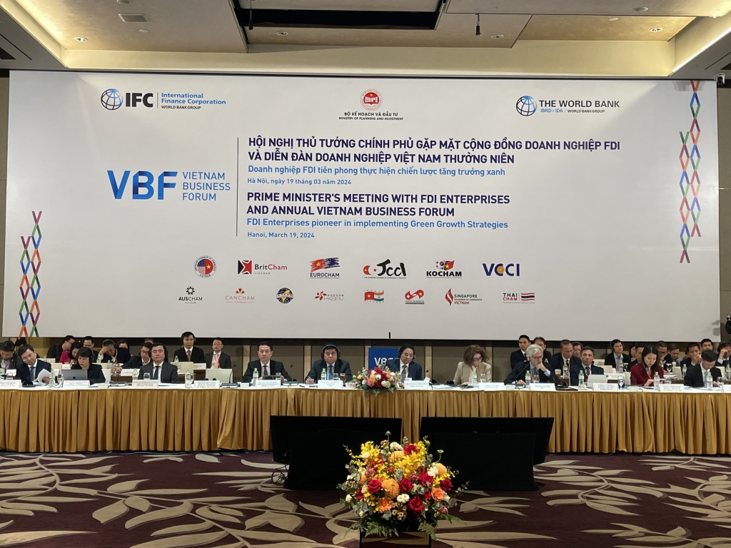 Hội nghị Thủ tướng Chính phủ gặp mặt cộng đồng doanh nghiệp FDI và Diễn đàn VBF 2024: Đề cao vai trò của doanh nghiệp FDI trong thực hiện tăng trưởng xanh