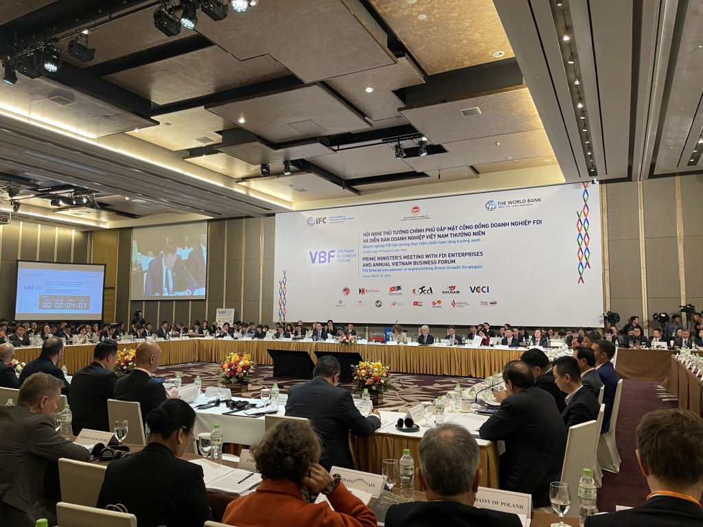 Hội nghị Thủ tướng Chính phủ gặp mặt cộng đồng doanh nghiệp FDI và Diễn đàn VBF 2024: Đề cao vai trò của doanh nghiệp FDI trong thực hiện tăng trưởng xanh