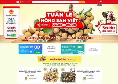 Nhãn lồng Hưng Yên được bán trên sàn thương mại điện tử Sendo